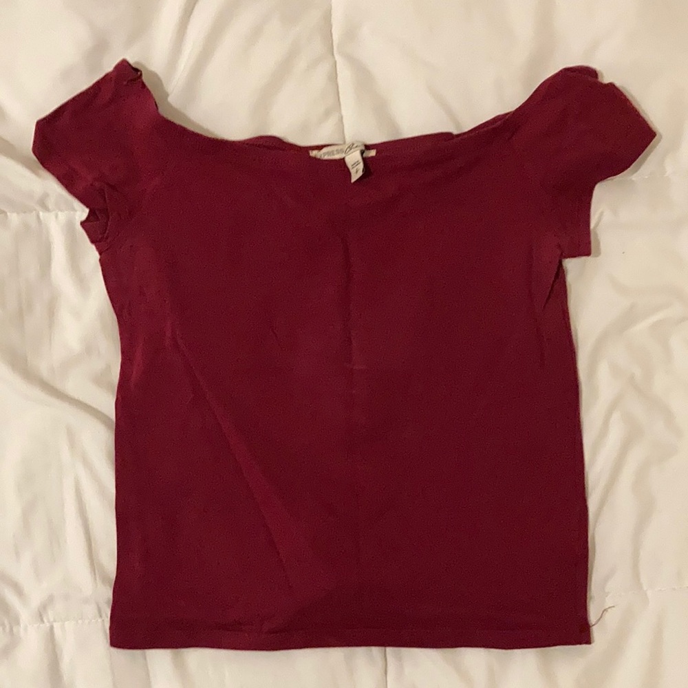 Express maroon off the shoulder crop top size S